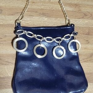1980s Navy Blue Chain Strap Women's Bag